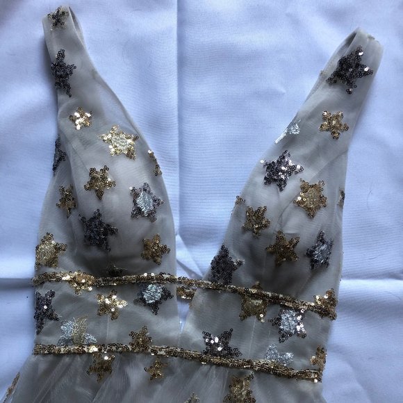 Willow by Watters Orion Inspired Long Silver Starry Wedding Dress - Picture 4 of 6